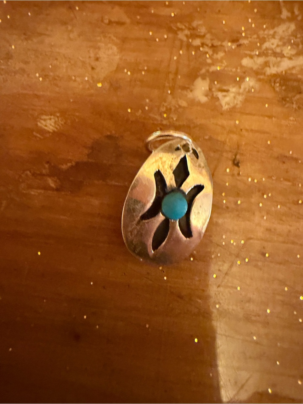 Sterling Silver Turquoise Sunburst Pendant or charm NEW